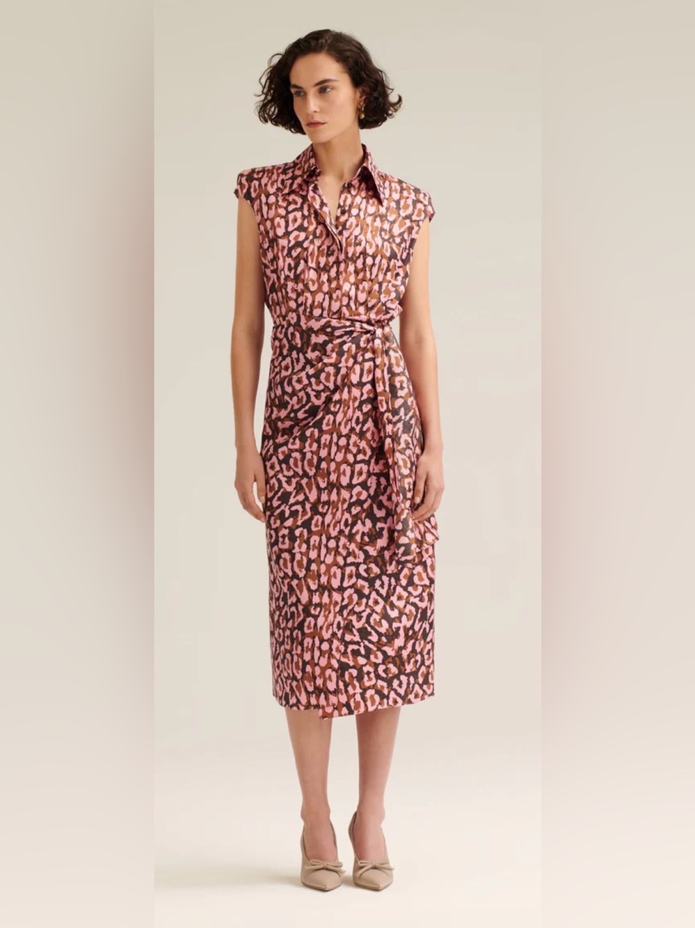 Scanlan Theodore 100% Silk Jacquard Animal Print Dress in Pink Chocolate